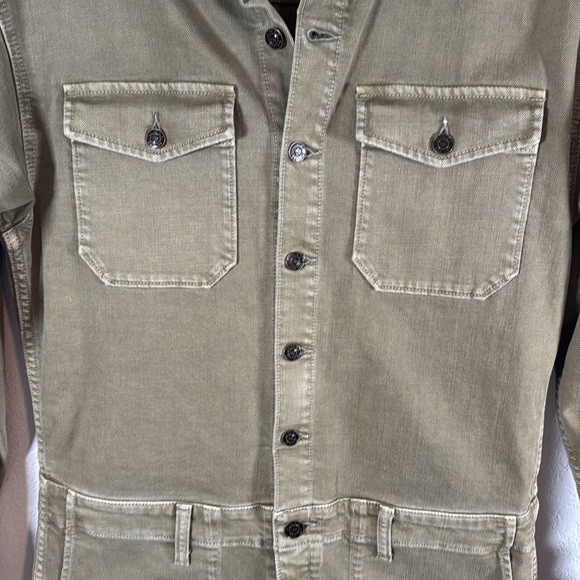 Current Elliot Green Denim Boiler Work Wear Jumpsuit Button Down Size 2 - Picture 3 of 8